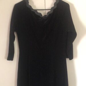 Woman’s black velvet wiggle mermaid dark fairy ruffle midi dress